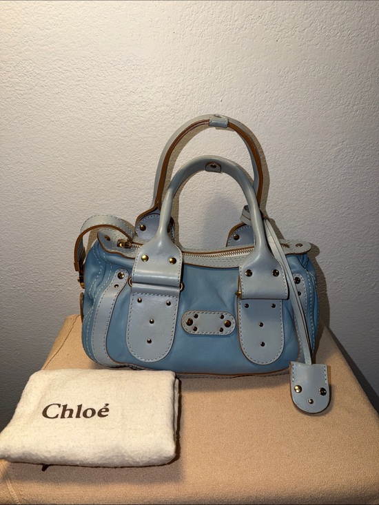 Chloe Handbags - Chloé Blue Leather Boston Tote Bag